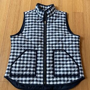 Navy and White Checkered Quilted Vest